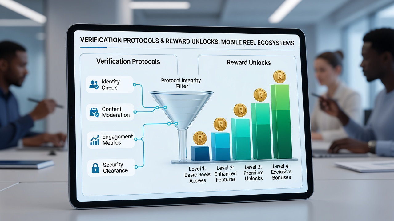 Flow diagram of verification stages leading to reward unlocks on mobile slot devices