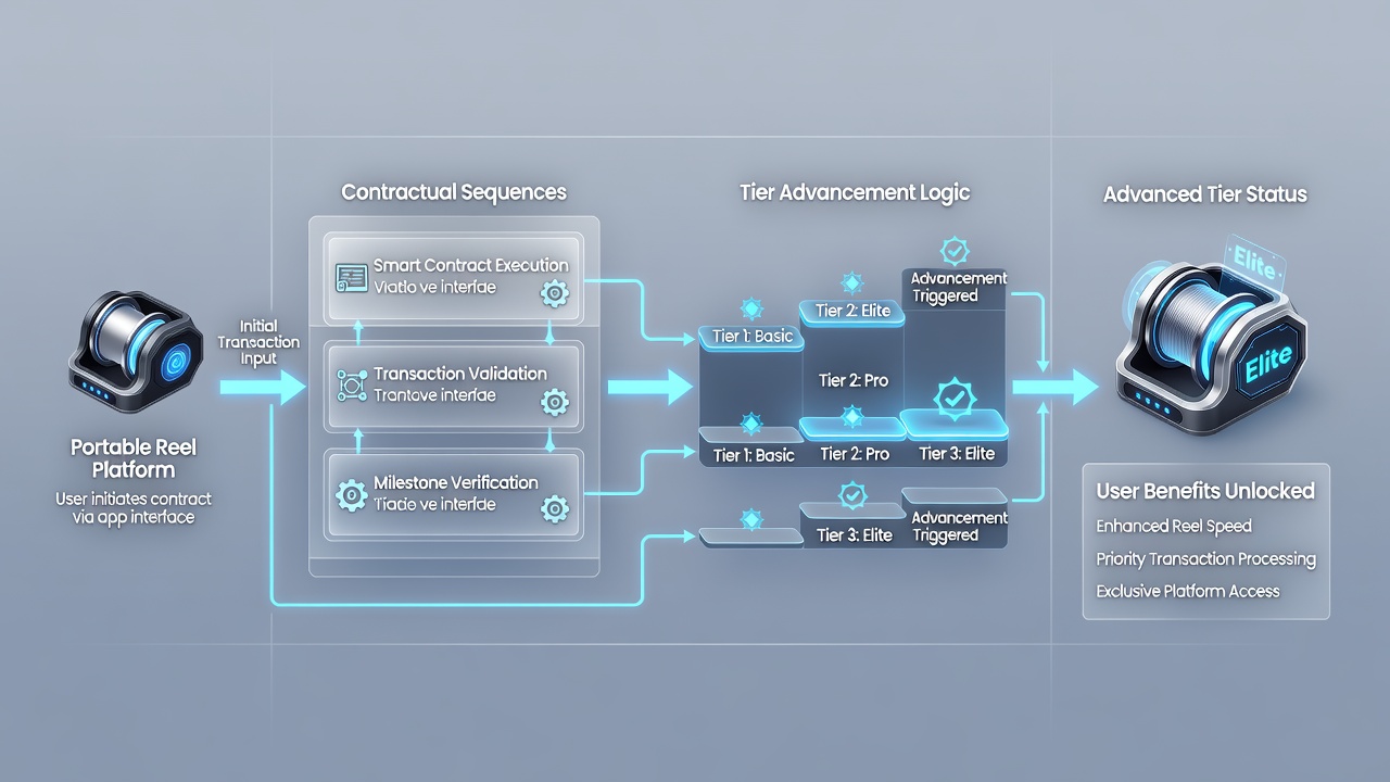 Flowchart illustrating tier advancement sequences triggered by payment processing in reel platforms