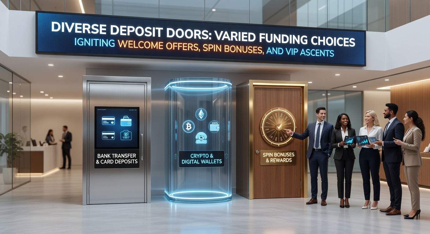 Close-up of e-wallet apps on a smartphone screen connecting to slot reels with spin icons and VIP badges emerging