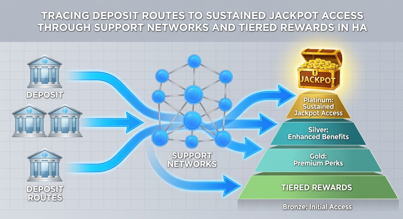Flowchart depicting support interactions linking deposits to jackpot pathways in handheld gaming